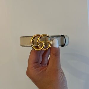 Brand new white leather with gold hardware Gucci belt